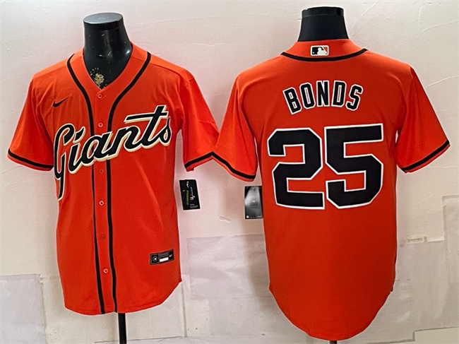 Men's San Francisco Giants #25 Barry Bonds Orange Cool Base Stitched Baseball Jersey Men's San Francisco Giants #25 Barry Bonds Orange Cool Base Stitched Baseball Jersey
